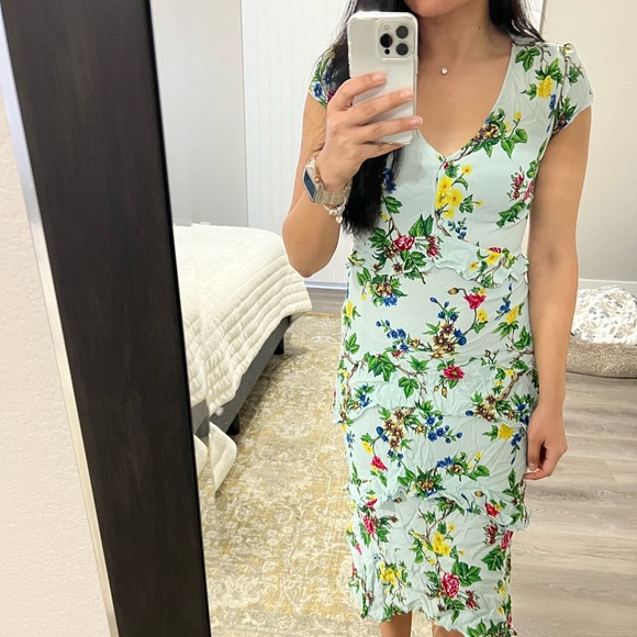 ASOS Warehouse midi dress with ruffles in floral print - Picture 5 of 10